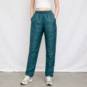 Vintage LL Bean Primaloft Insulated Pants Womens Small Teal Full Side Zip USA